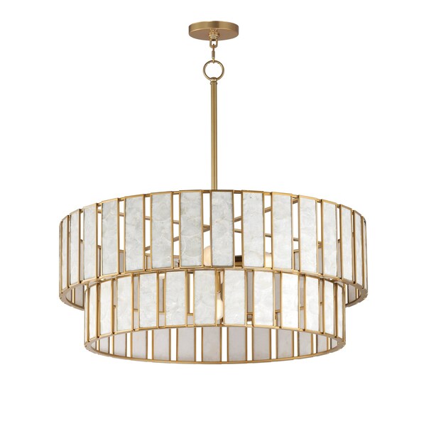 Maxim Lighting Miramar 6-Light Chandlelier, Capiz/Natural Aged Brass 12806CZNAB - main